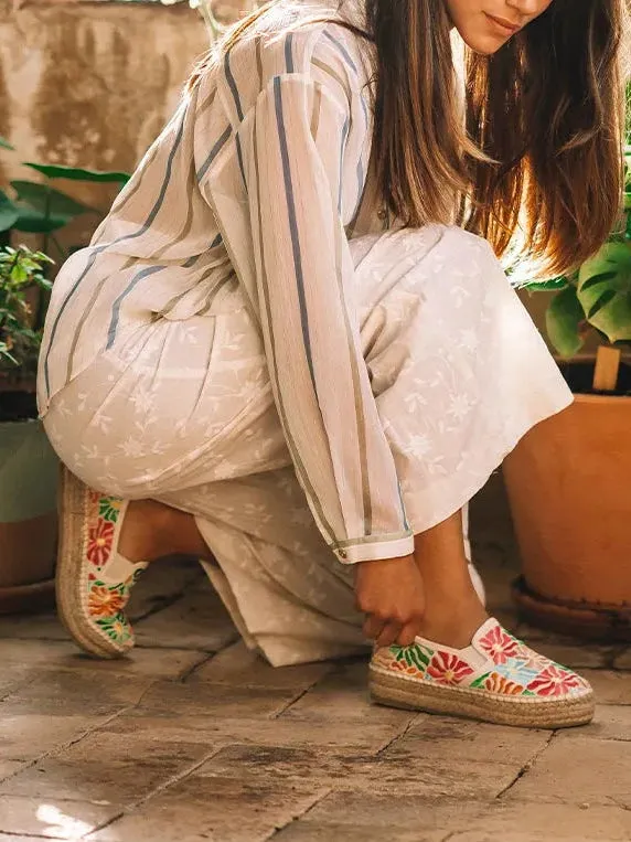 Toni Pons Pola espadrille femme coton brodé multicolore