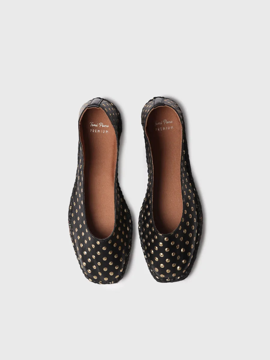 Toni Pons Sheila espadrille ballerine cuir pois métalliques