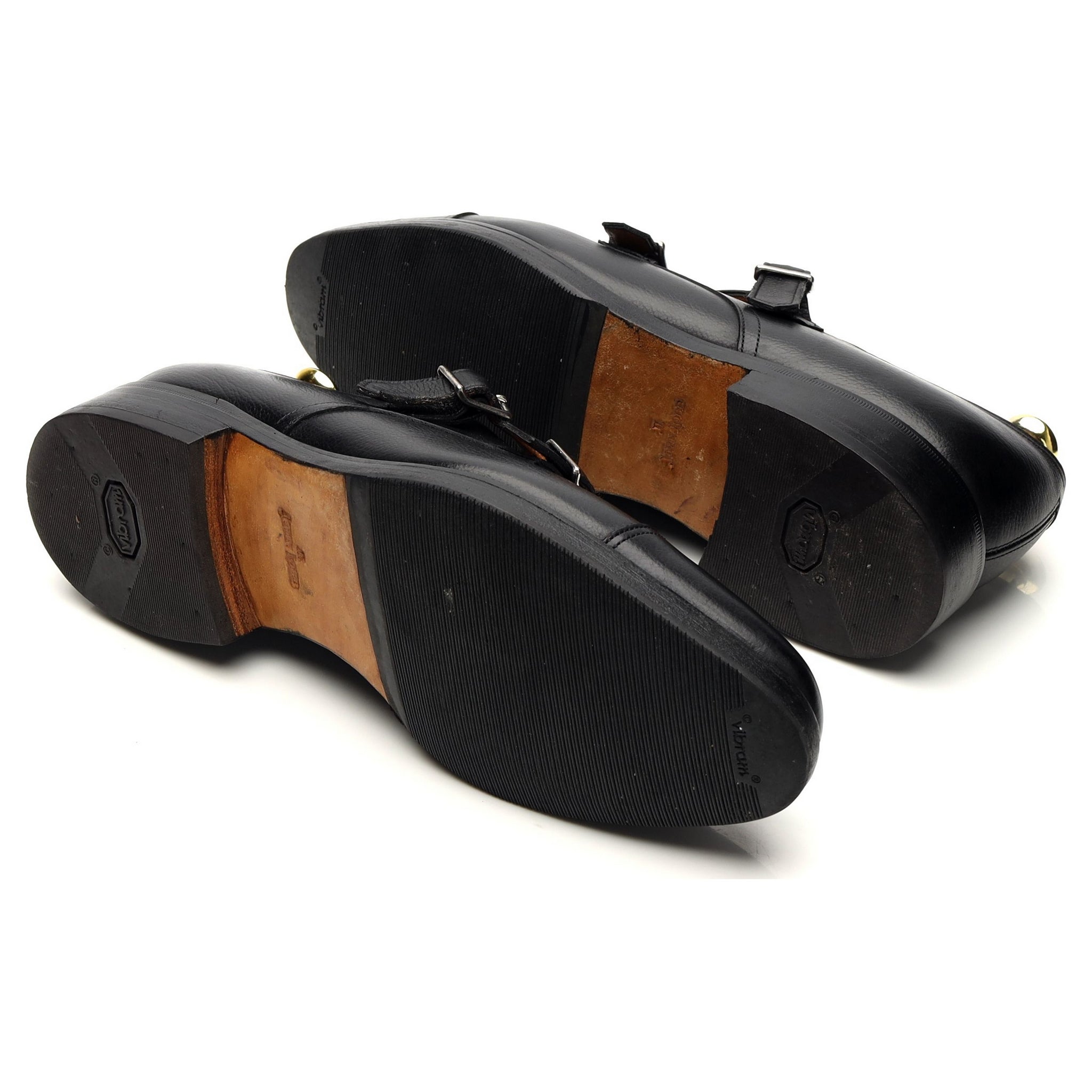 John Lobb William monk cuir noir grainé UK 7.5