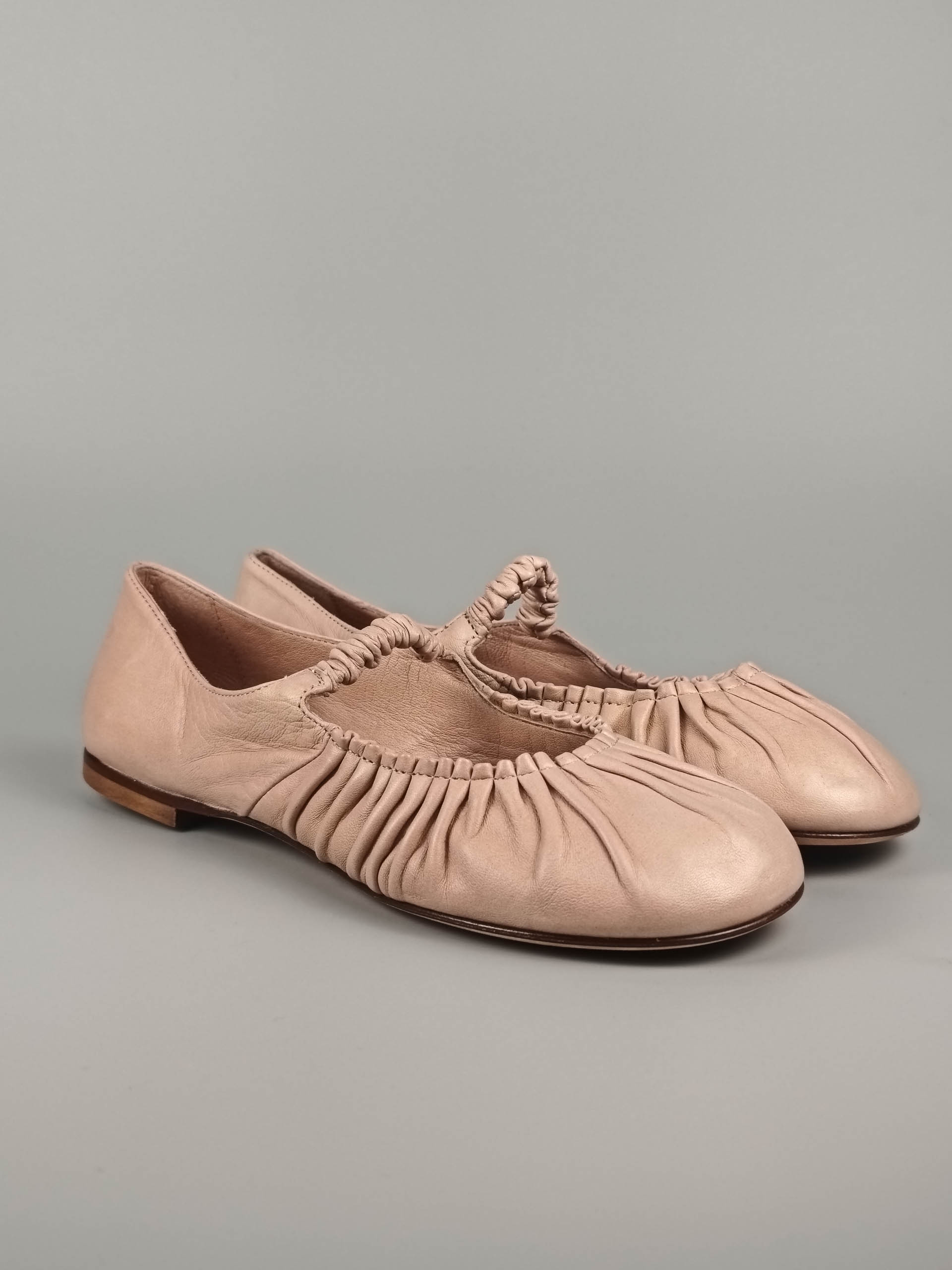 Lorena Paggi Nappa Glove ballerine cuir nude