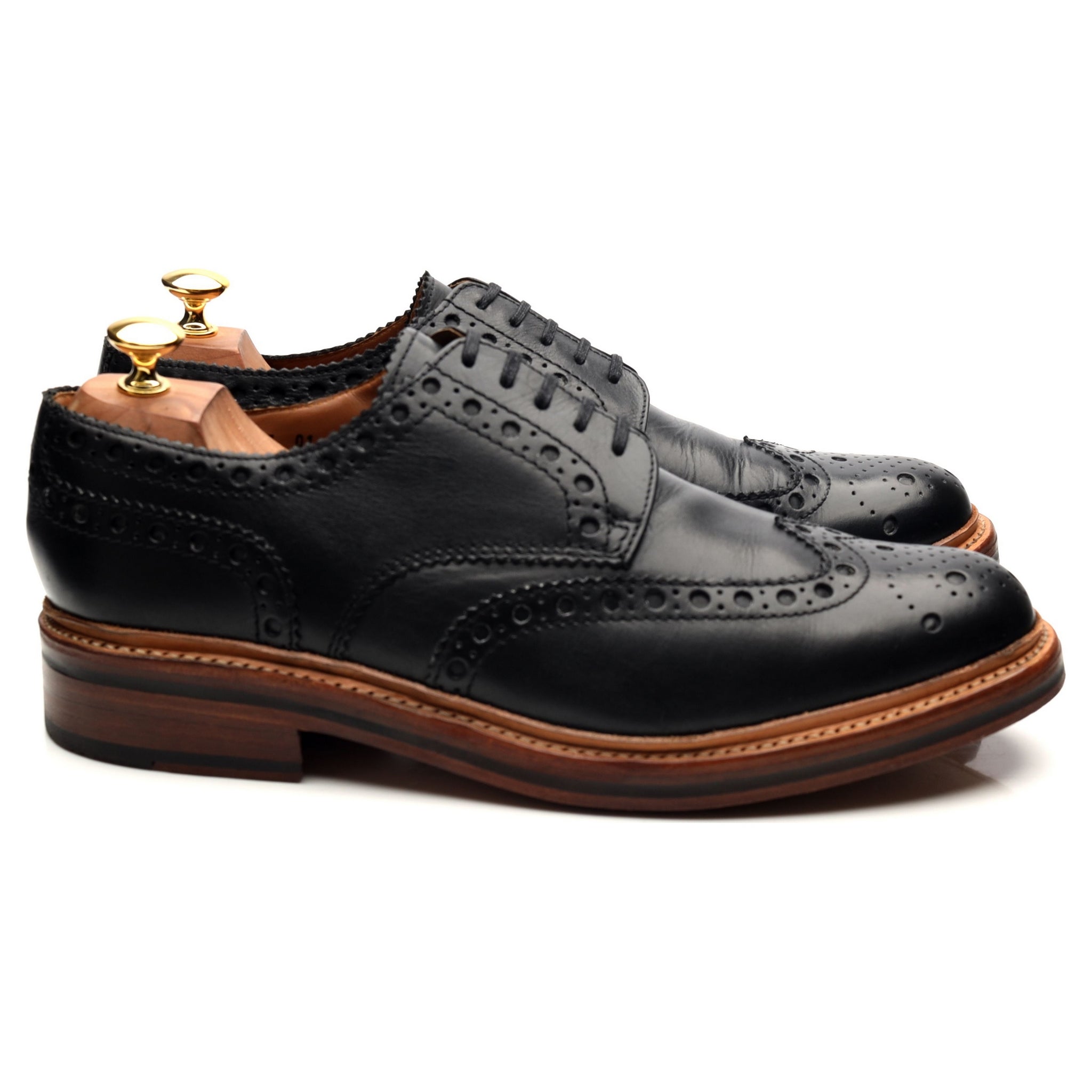 Grenson Archie derbies brogues cuir noir UK 10,5