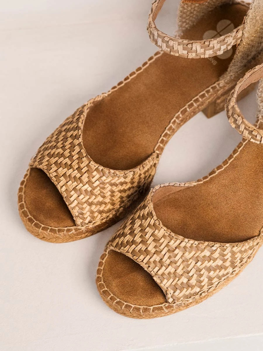 Toni Pons Olot80 espadrille cuir tressé talon 4 cm