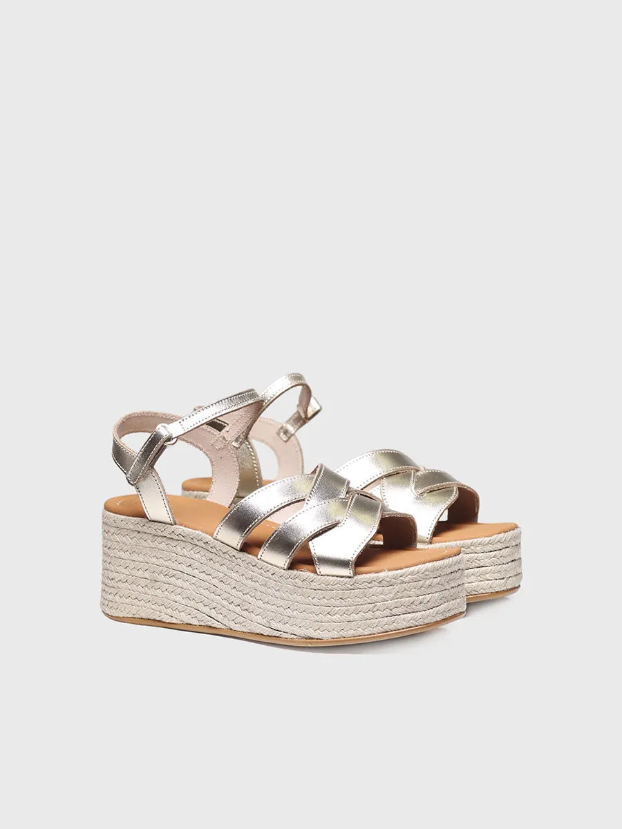 Toni Pons Cristina sandale compensee platine cuir 7 cm
