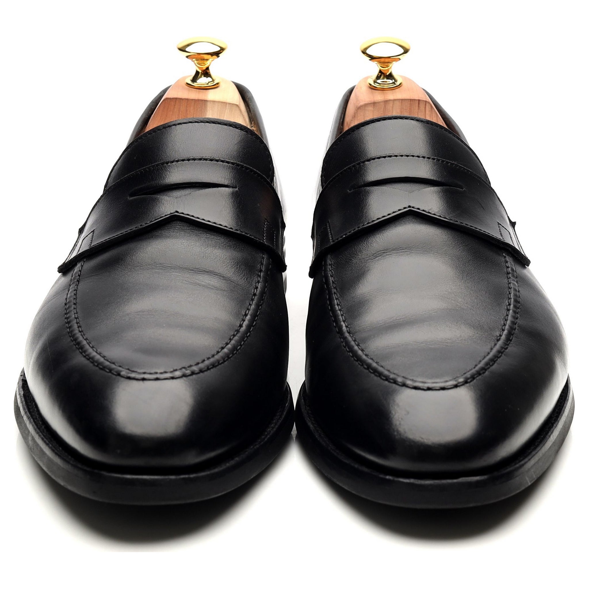 Crockett & Jones Sydney mocassins cuir noir UK 10 semelle gomme