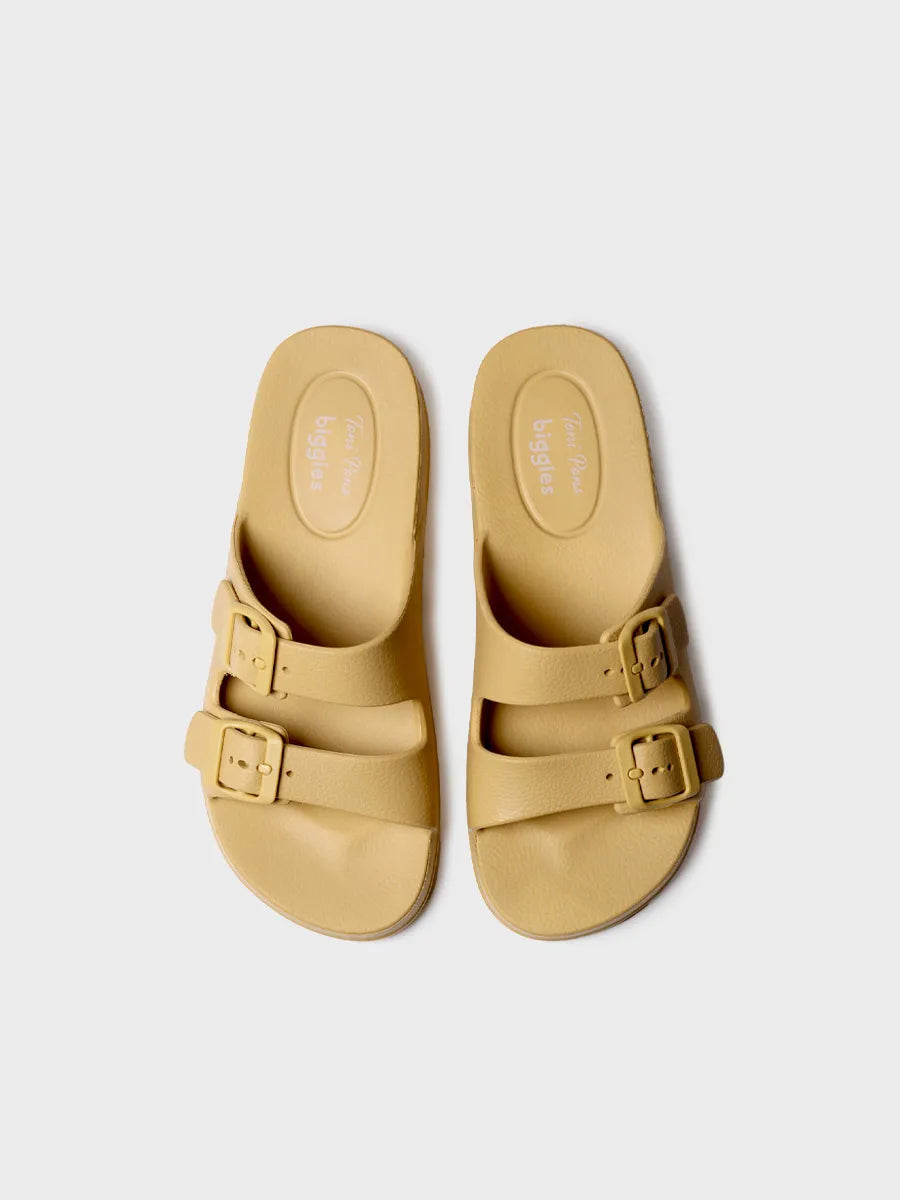 Toni Pons Creta sandales caoutchouc ocre boucles 3 cm