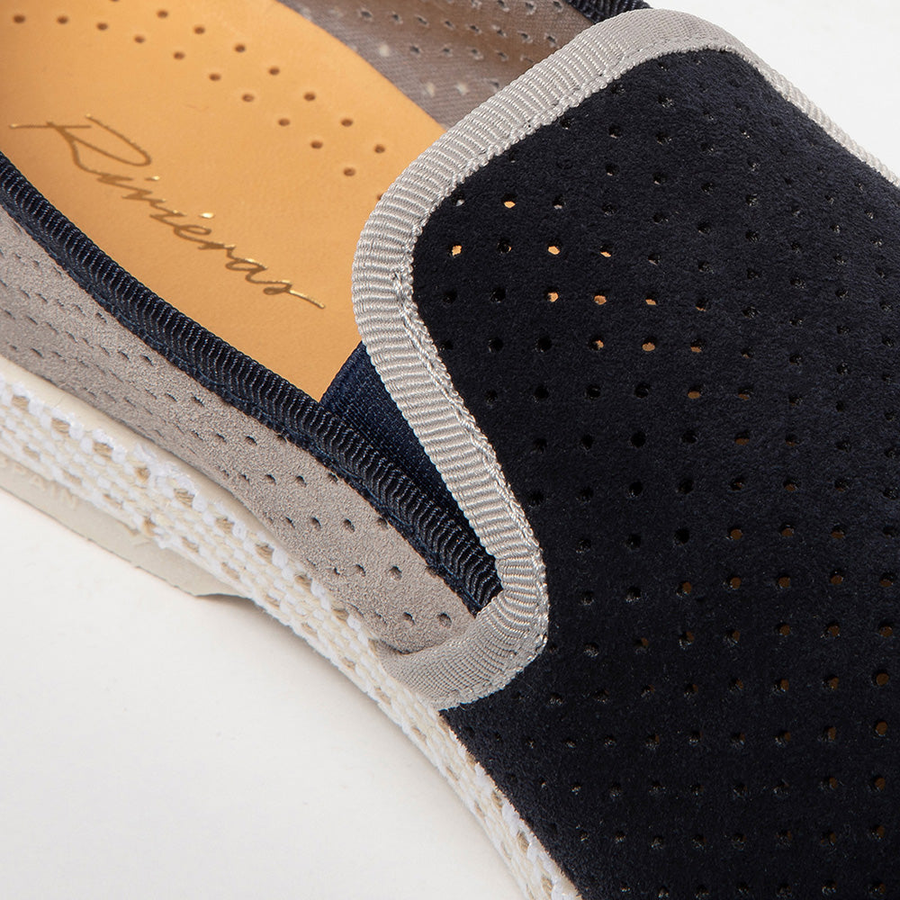 Rivieras Classic Daim Match espadrilles gris marine daim