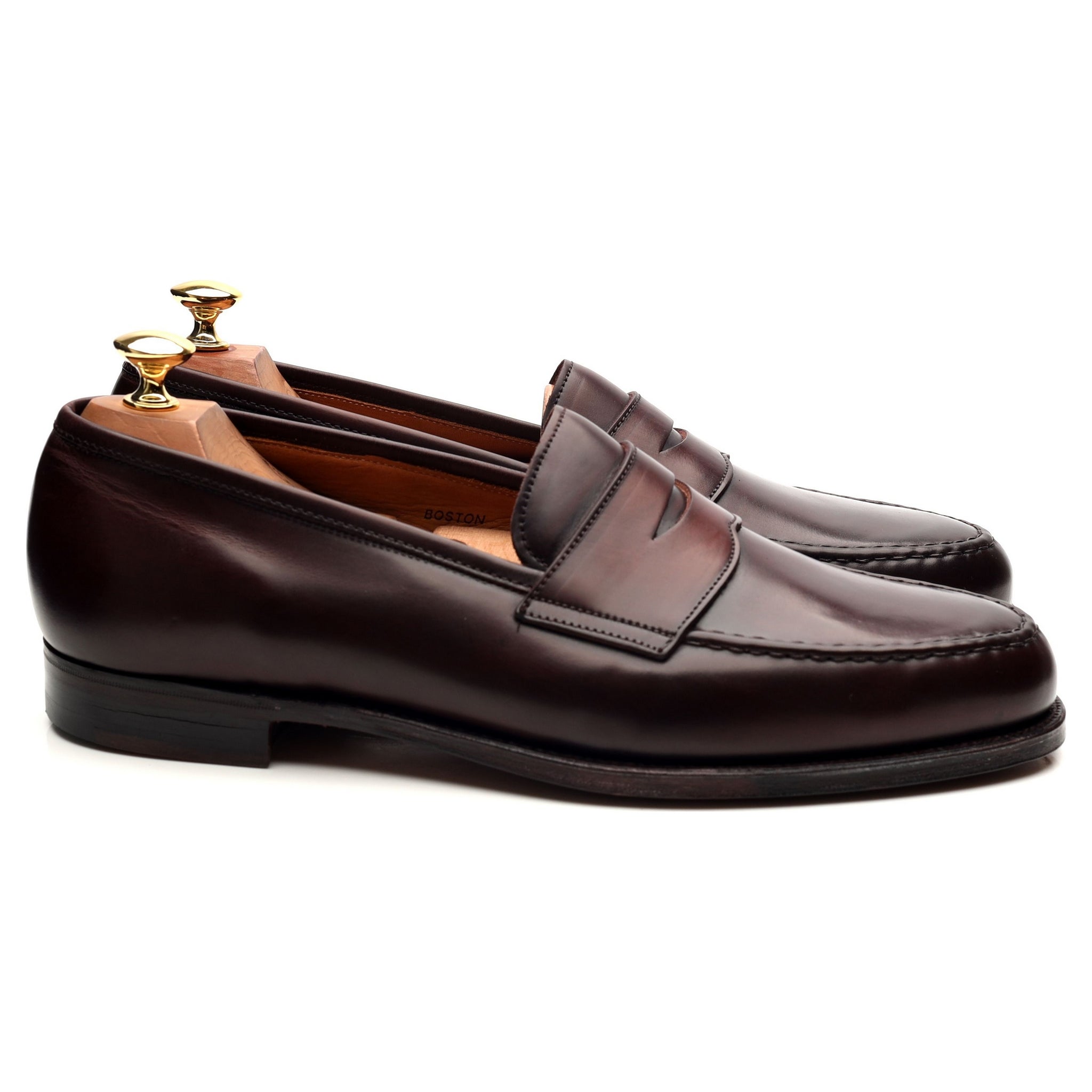 Crockett & Jones Boston mocassin cuir bordeaux UK 9,5