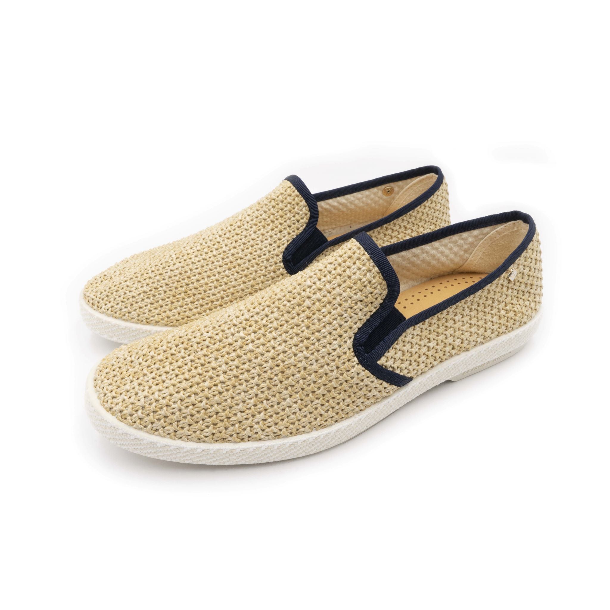 Rivieras Classic Nudude Biais espadrilles marine raphia