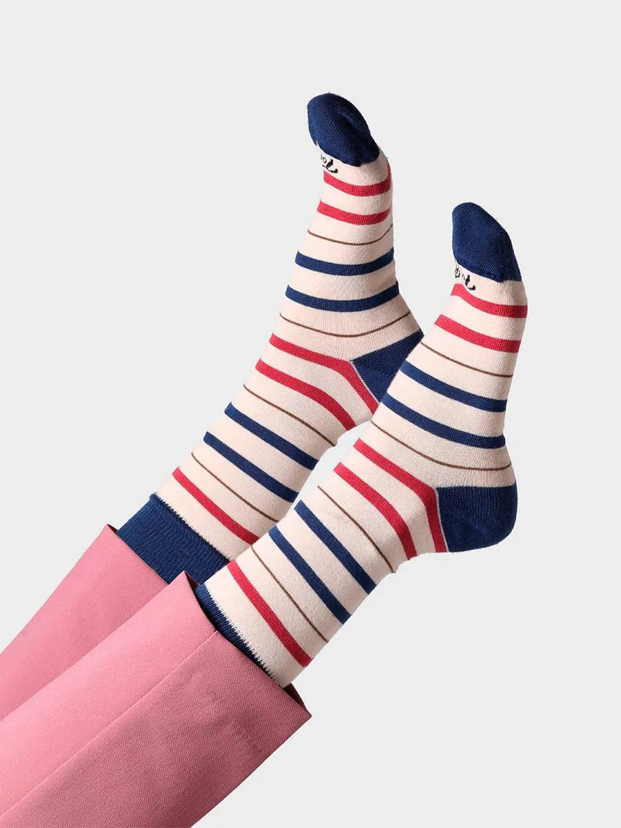 Toni Pons Quel-BR chaussettes coton rayées taupe
