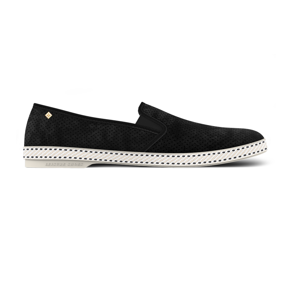 Rivieras Classic Suede Noir espadrilles cuir noir