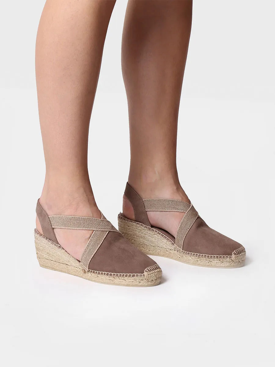 Toni Pons Tona espadrilles compensées suède taupe