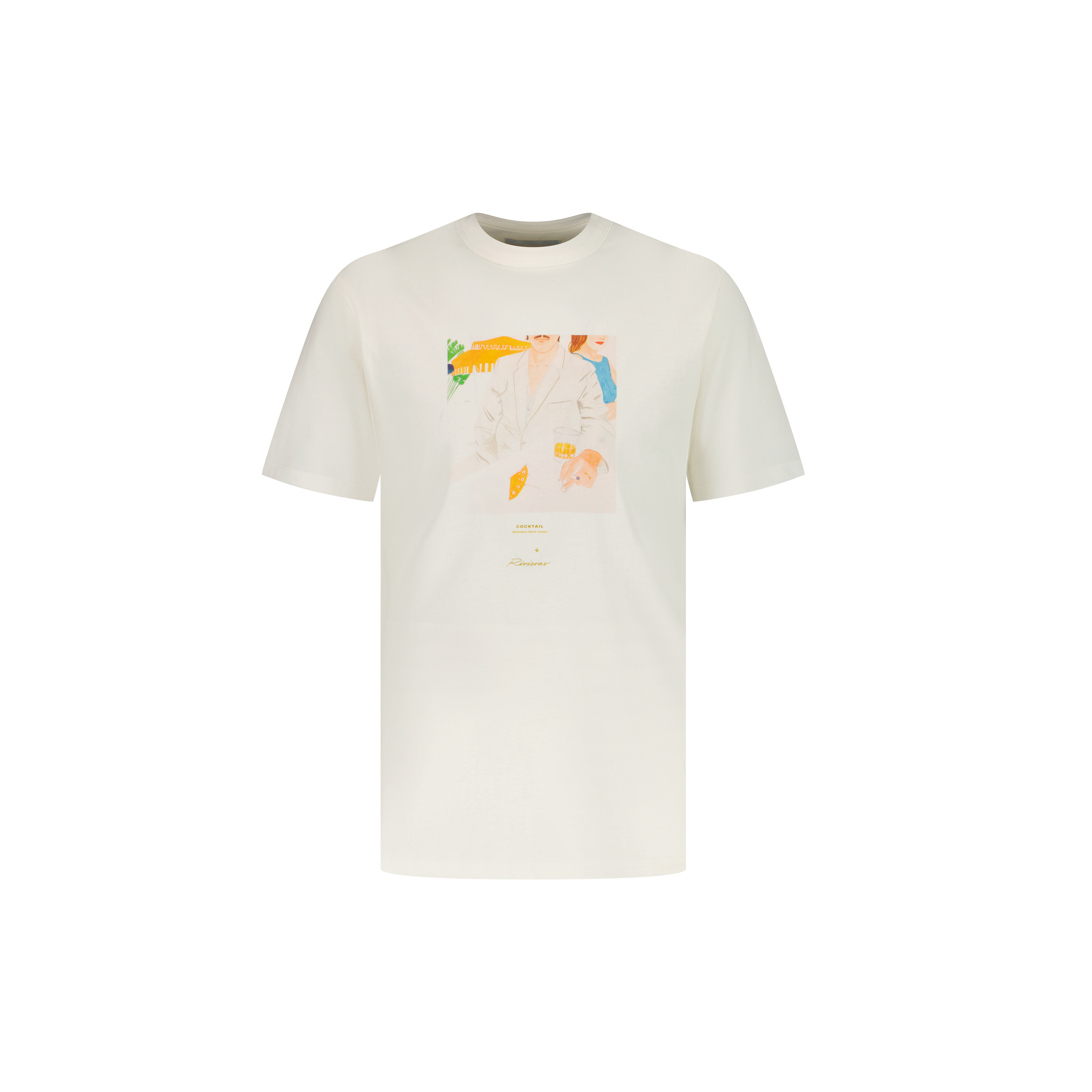 Rivieras Imprimés Ecrus t-shirts écru lot de 2 coton