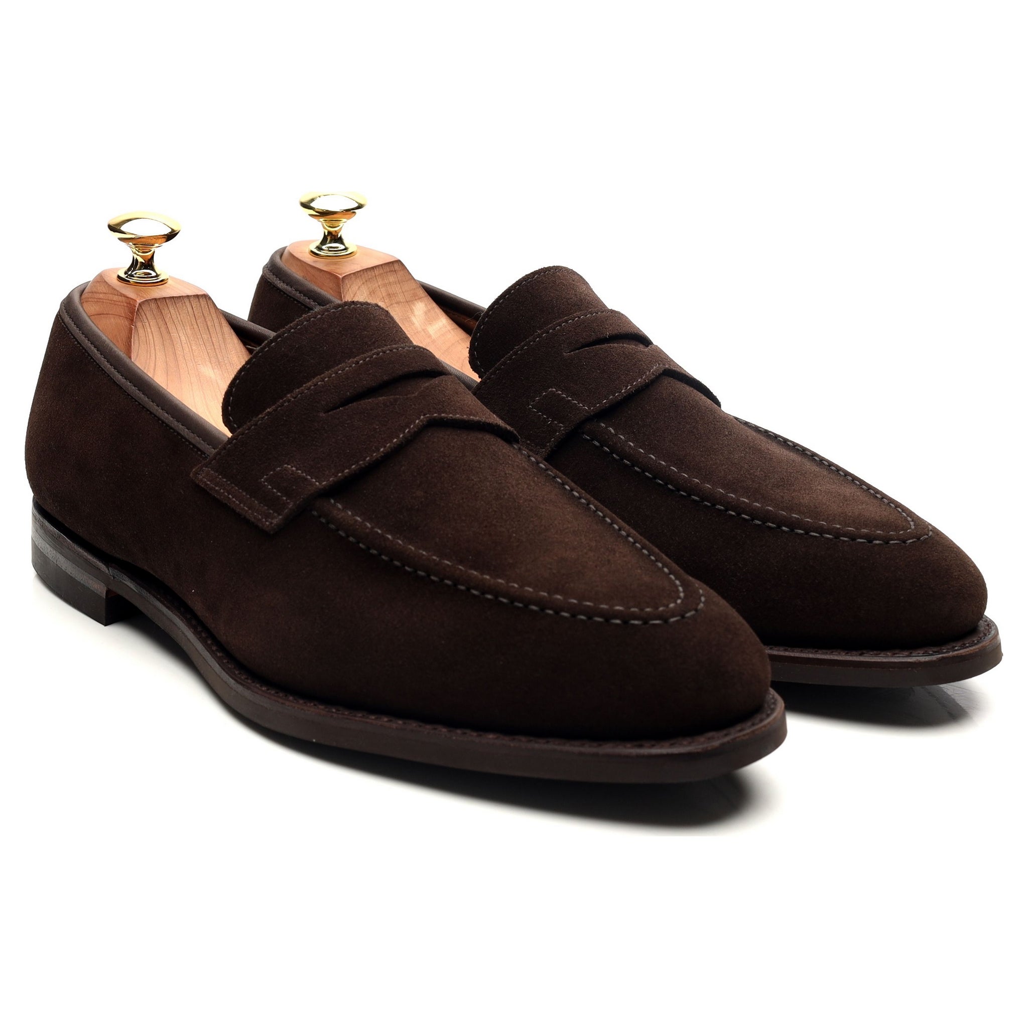Crockett & Jones Sydney Mocassins Daim Marron Foncé UK 8