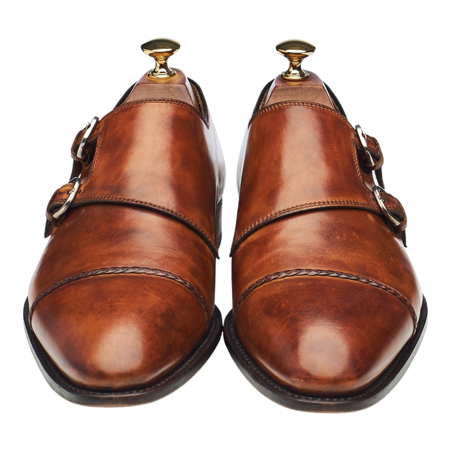 Bontoni monk cuir marron UK9.5 double boucle museum