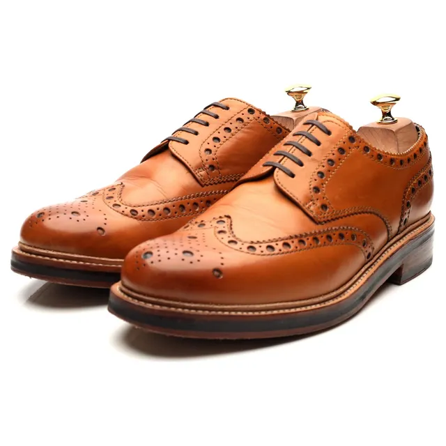 Grenson Archie derby brogues cuir camel UK 10 large