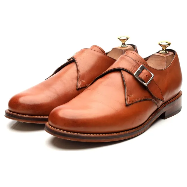 Grenson Nathan chaussures monk cuir cognac UK 9