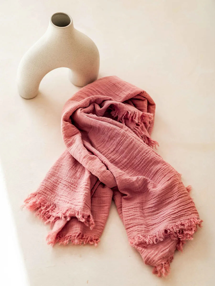 Toni Pons Fatima foulard coton rose léger 120 cm