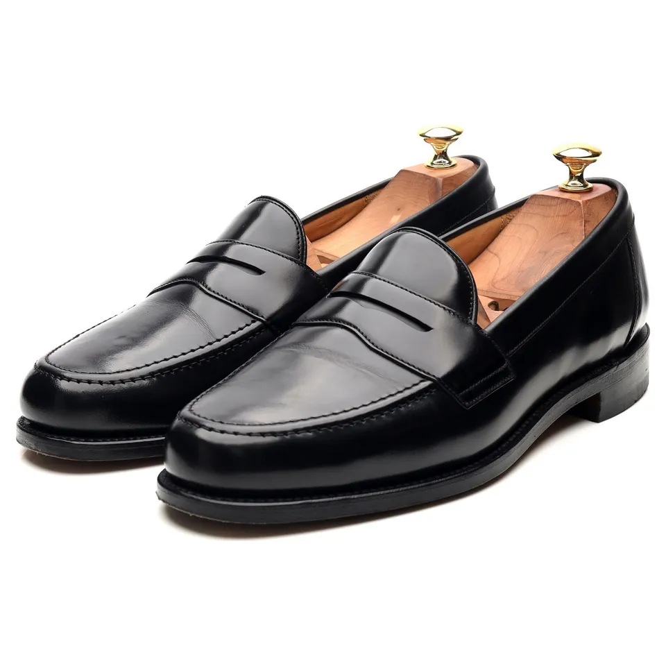 Loake Eton mocassin cuir noir UK 9 penny