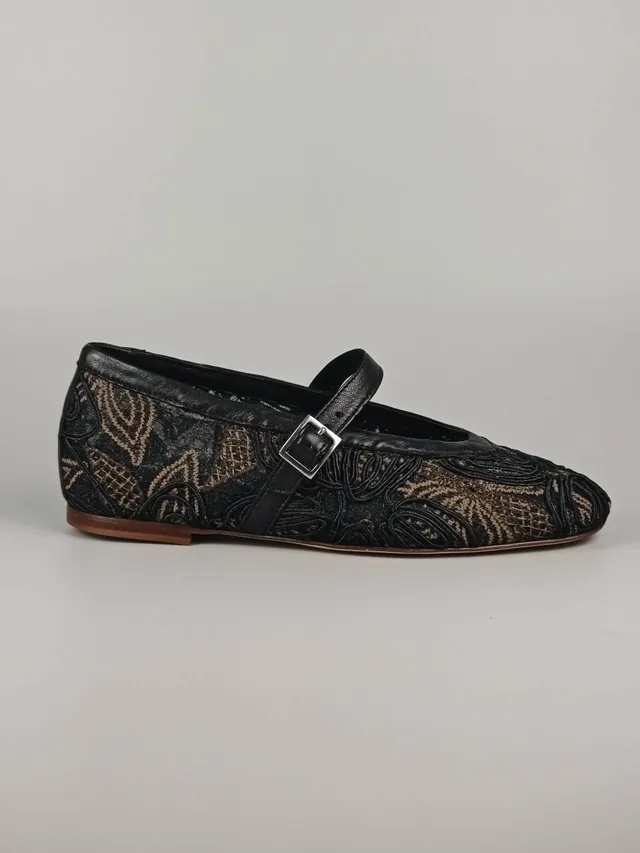 Lorena Paggi ballerines tissu Margota noir confort