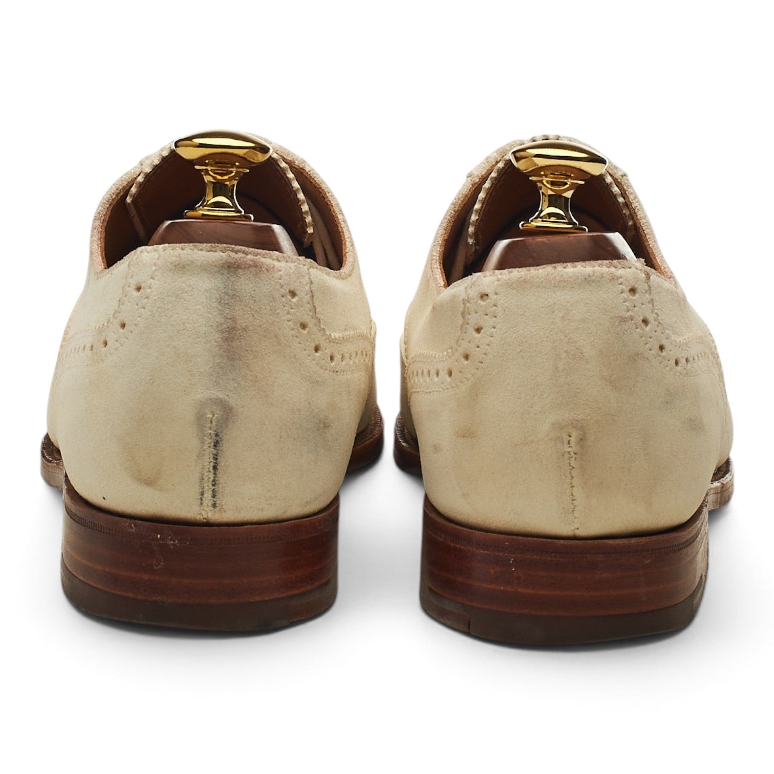 Peal & Co Oxford Brogue chaussures suède blanc UK 6.5