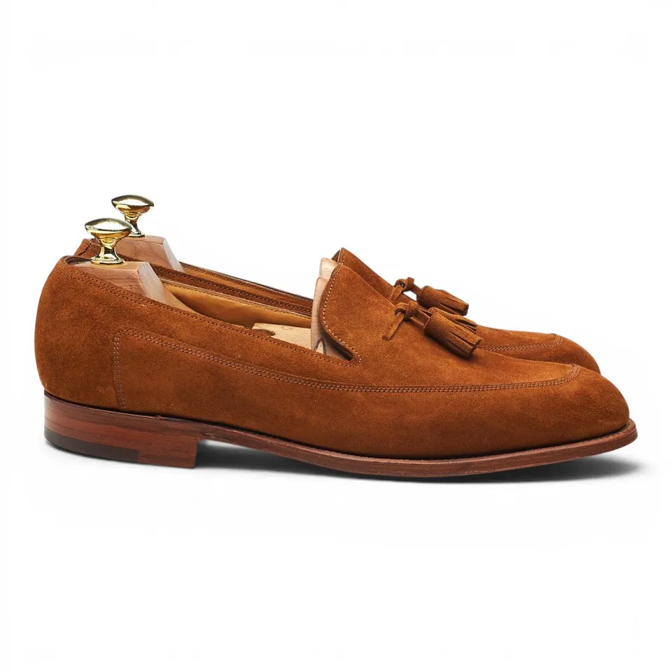 John Lobb Buckingham mocassins daim marron UK 7,5