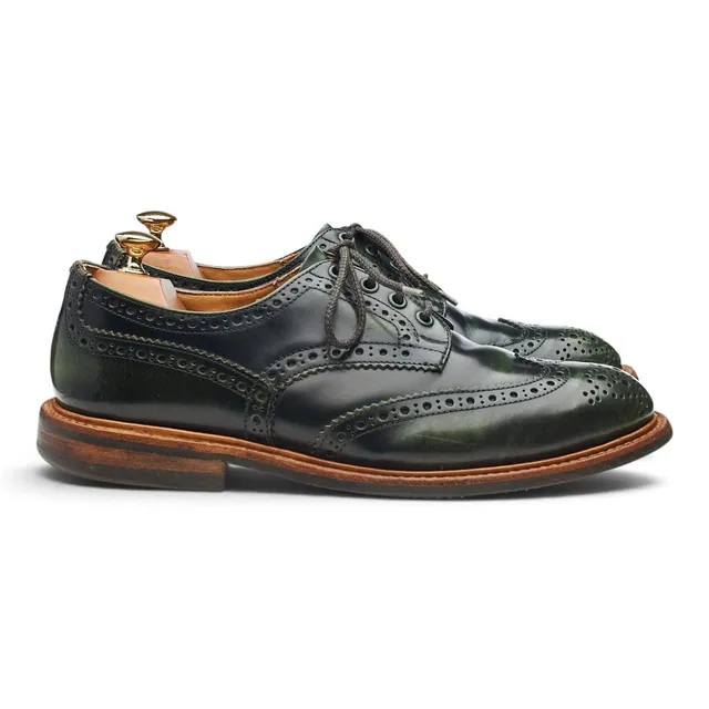 Tricker’s Bourton derby cuir vert UK9 brogue Dainite