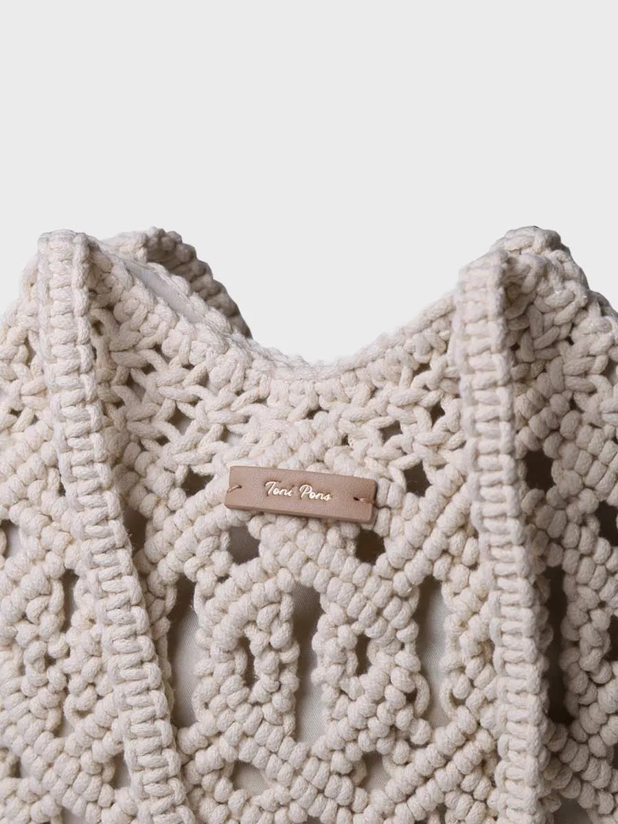 Toni Pons Marissa sac macramé écru poche intérieure
