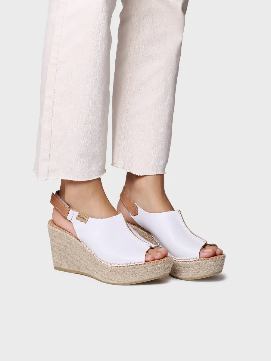 Toni Pons Lugano-P espadrille cuir blanc compensée 8 cm