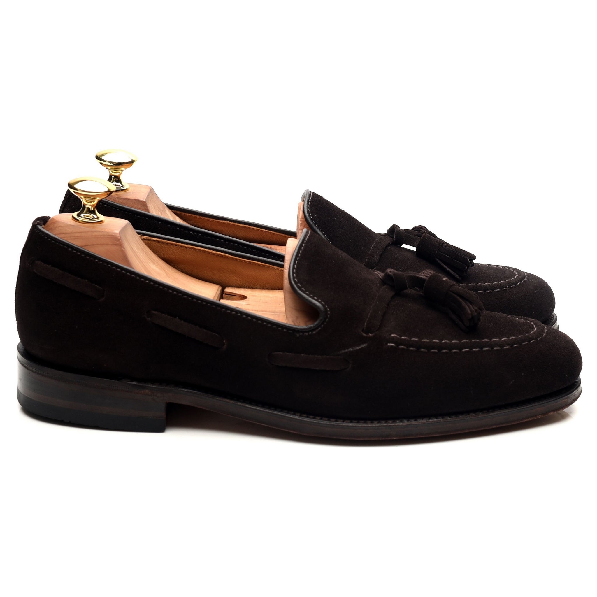 Loake Lincoln mocassin suède marron 8 glands