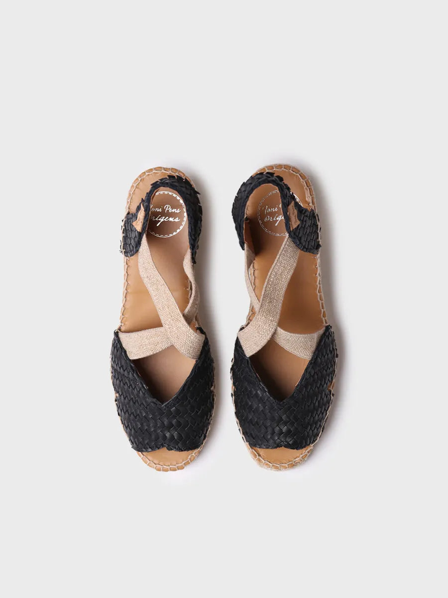 Toni Pons Salina espadrilles compensées cuir tressé noir