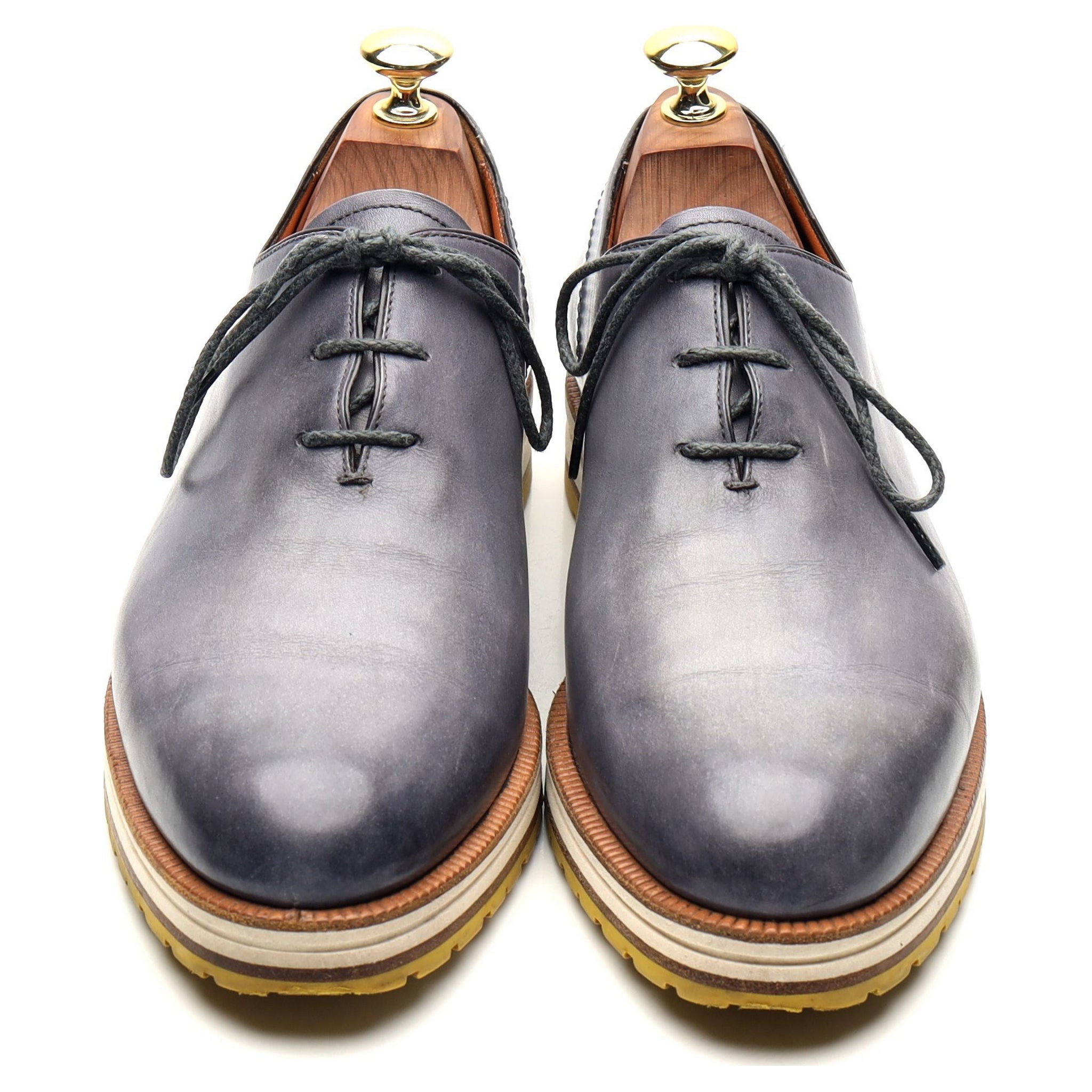 Berluti Alessio oxford cuir bleu patiné UK 7