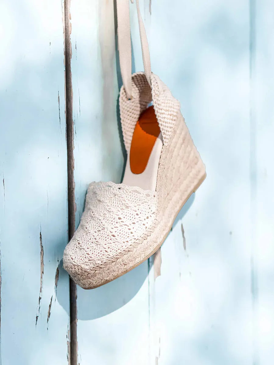 Toni Pons Martina espadrille compensée rubans écru