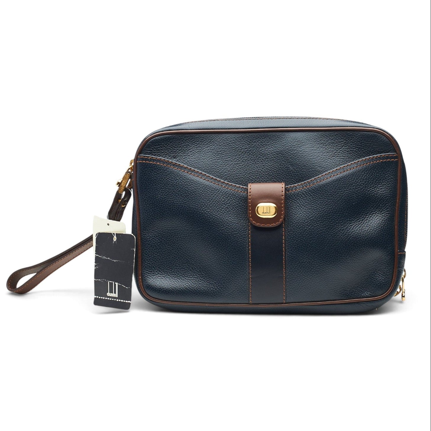 Dunhill trousse de toilette cuir grainé bleu marine