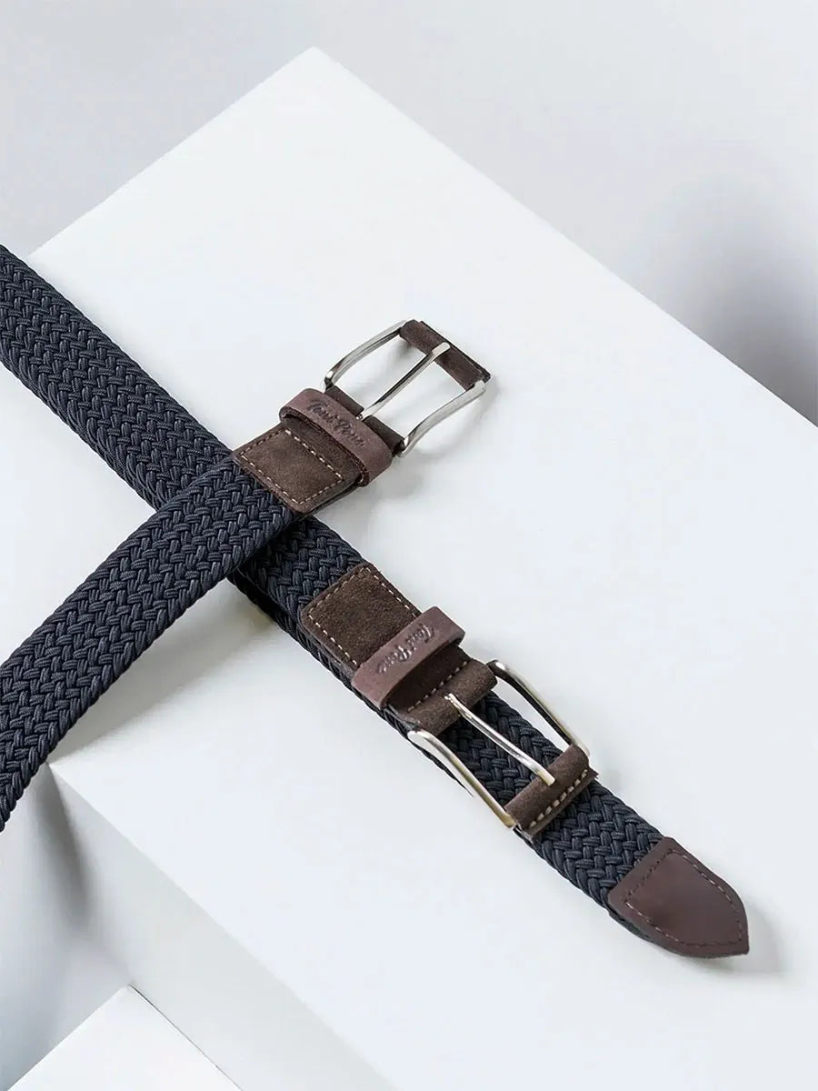 Toni Pons Eric ceinture homme bleu marine tressée élastique