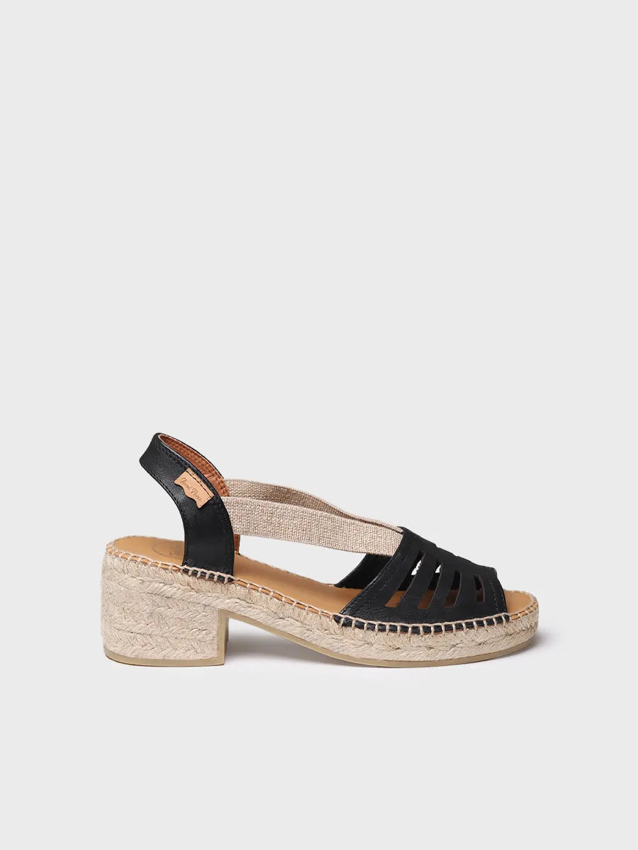 Toni Pons Dima espadrille cuir noire talon 5,5 cm