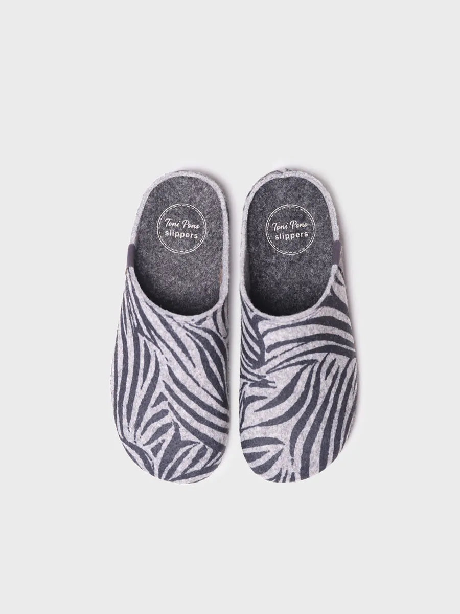 Toni Pons Maui-NM sabots chaussons feutre femme zèbre