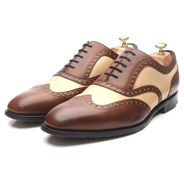 Barker Cambridge richelieu cuir marron beige UK 11