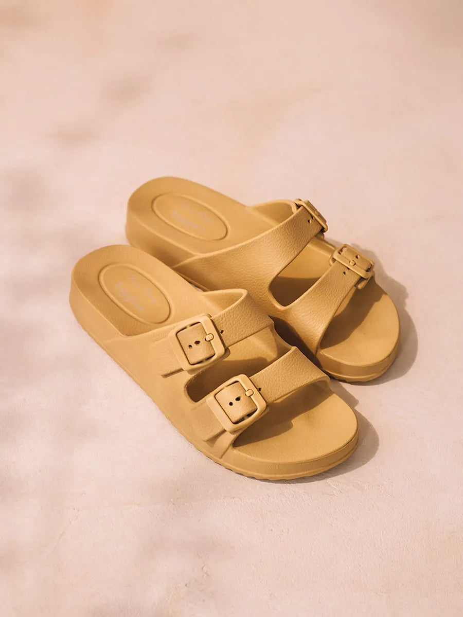 Toni Pons Creta sandales caoutchouc ocre boucles 3 cm