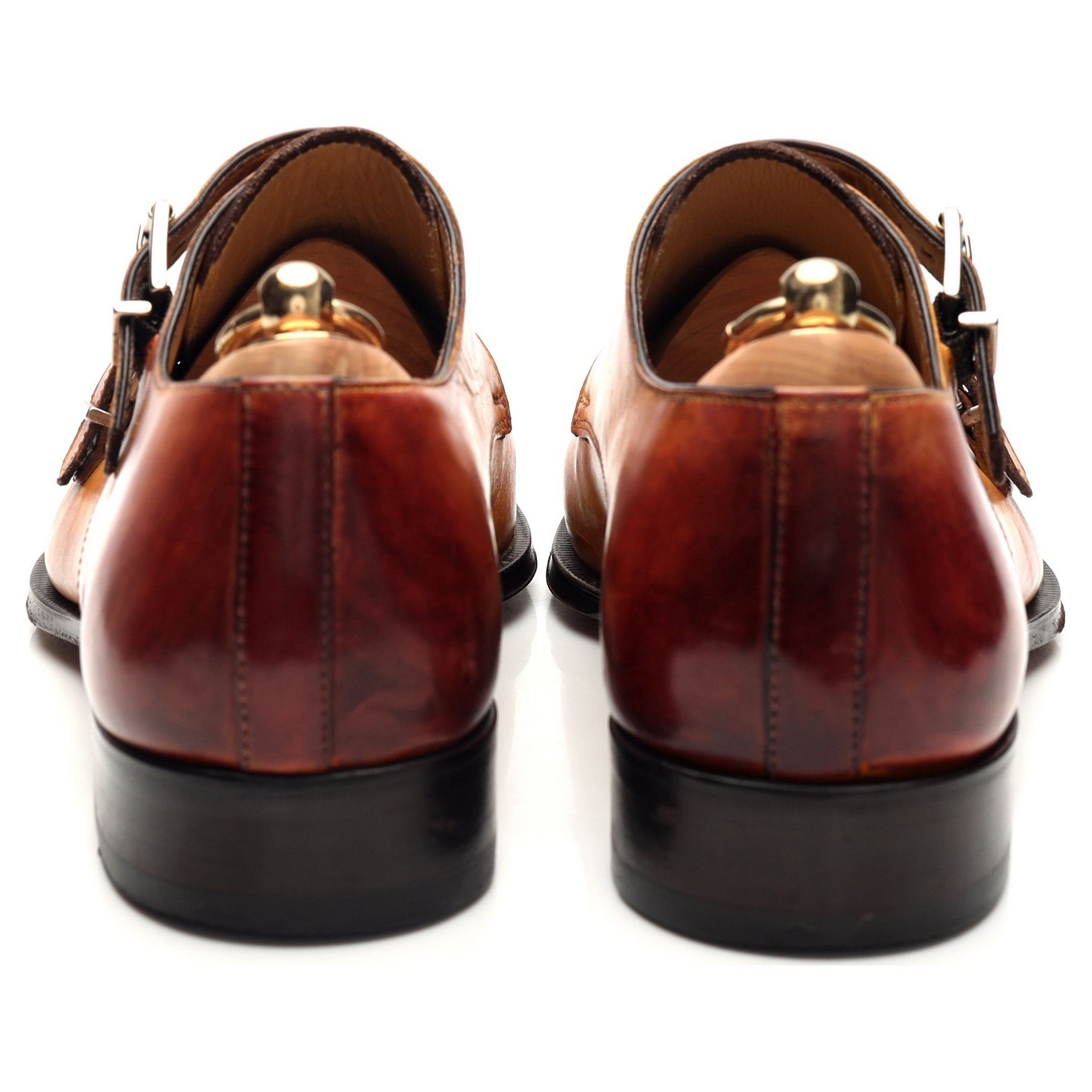 Scarpe di Bianco Palermo chaussures monk cuir marron 10 UK