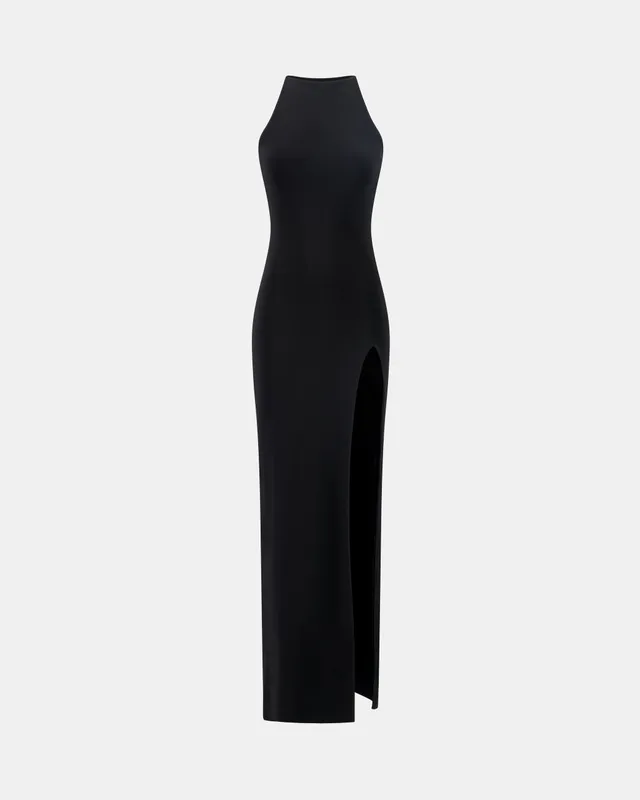 Nodaleto La Galpa Scoville robe noire satin fente XS/S