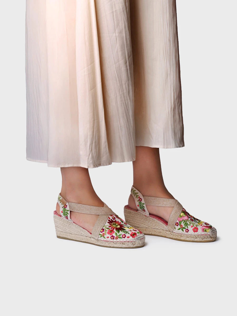 Toni Pons Montjoi espadrille compensée coton brodé