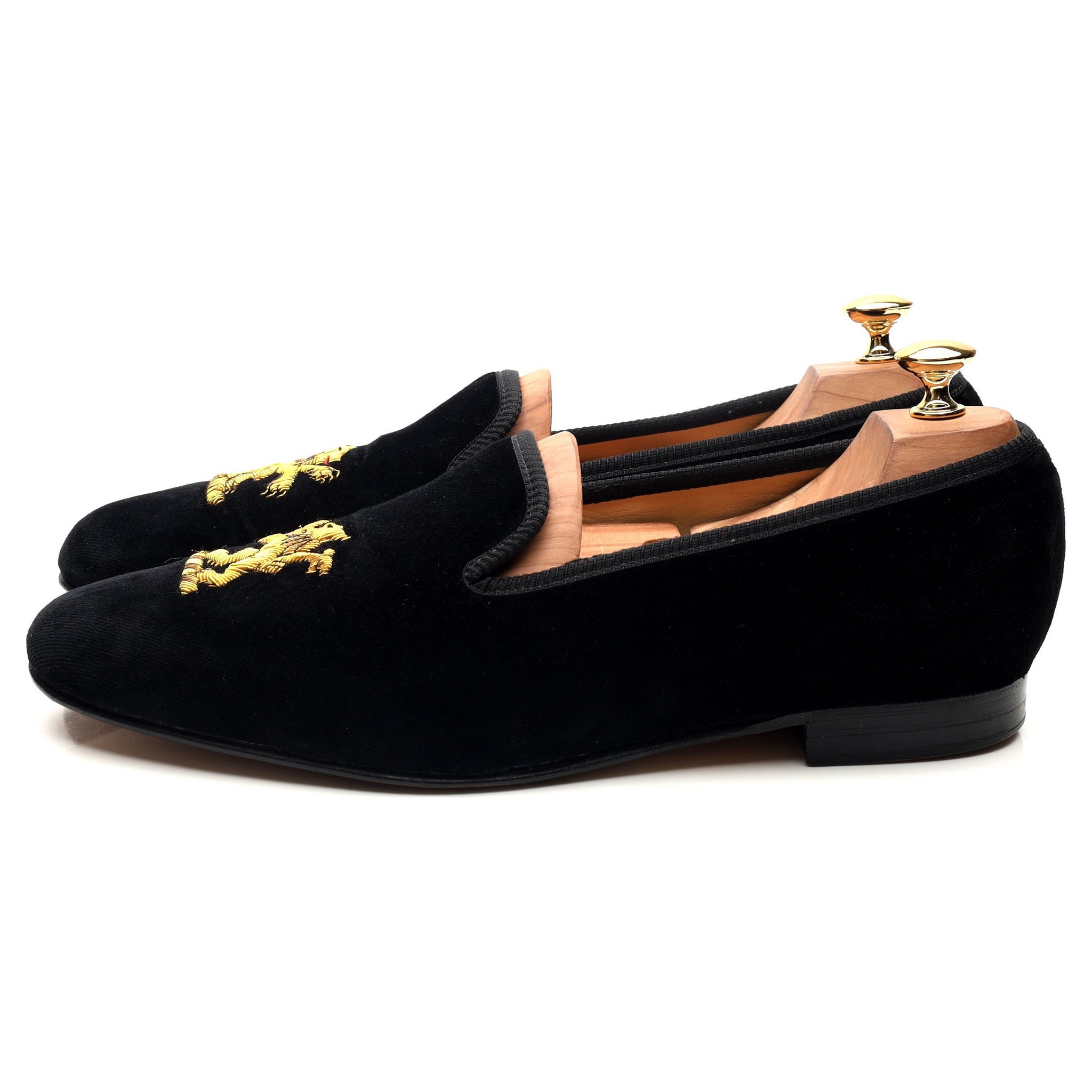 Tricker's Lion Pantoufle velours noir pointure UK 10,5