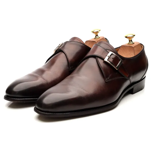 Carlos Santos Gareth chaussures monk cuir marron UK 9,5