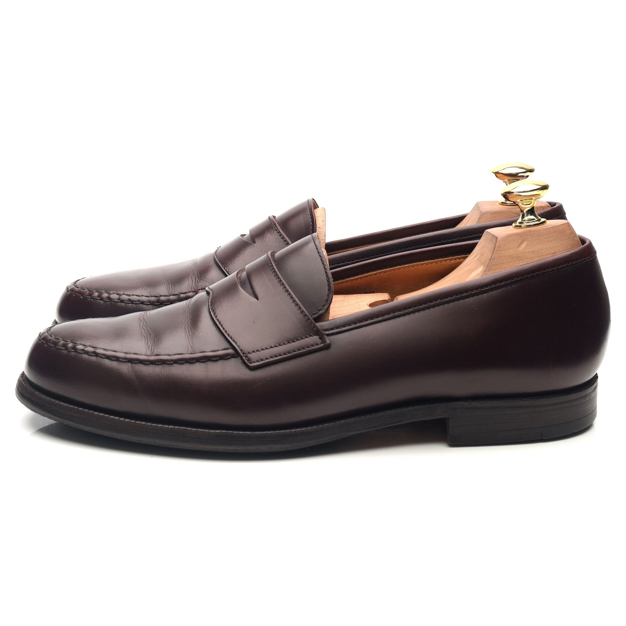 Crockett & Jones Boston mocassins cuir bordeaux UK 8