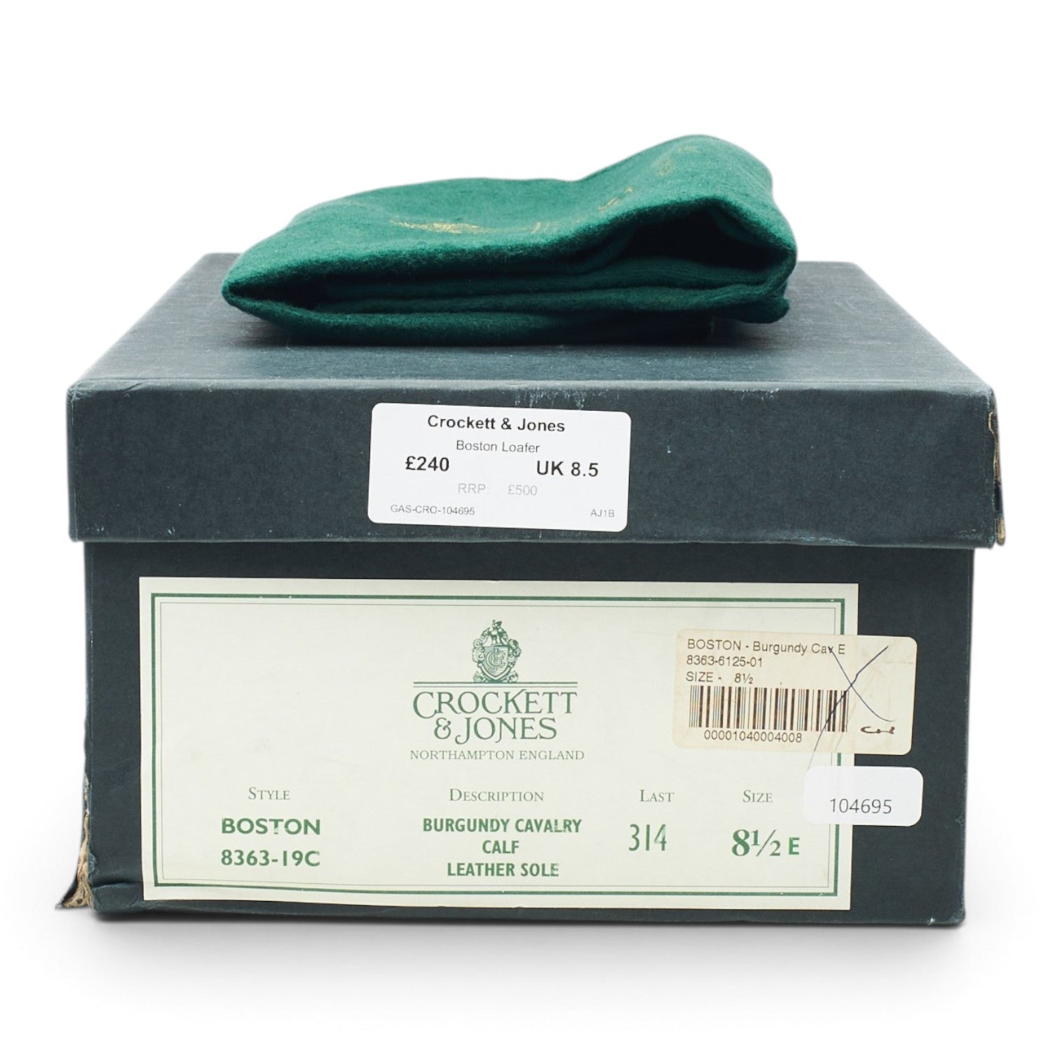 Crockett & Jones Boston mocassins cuir bordeaux UK 8.5