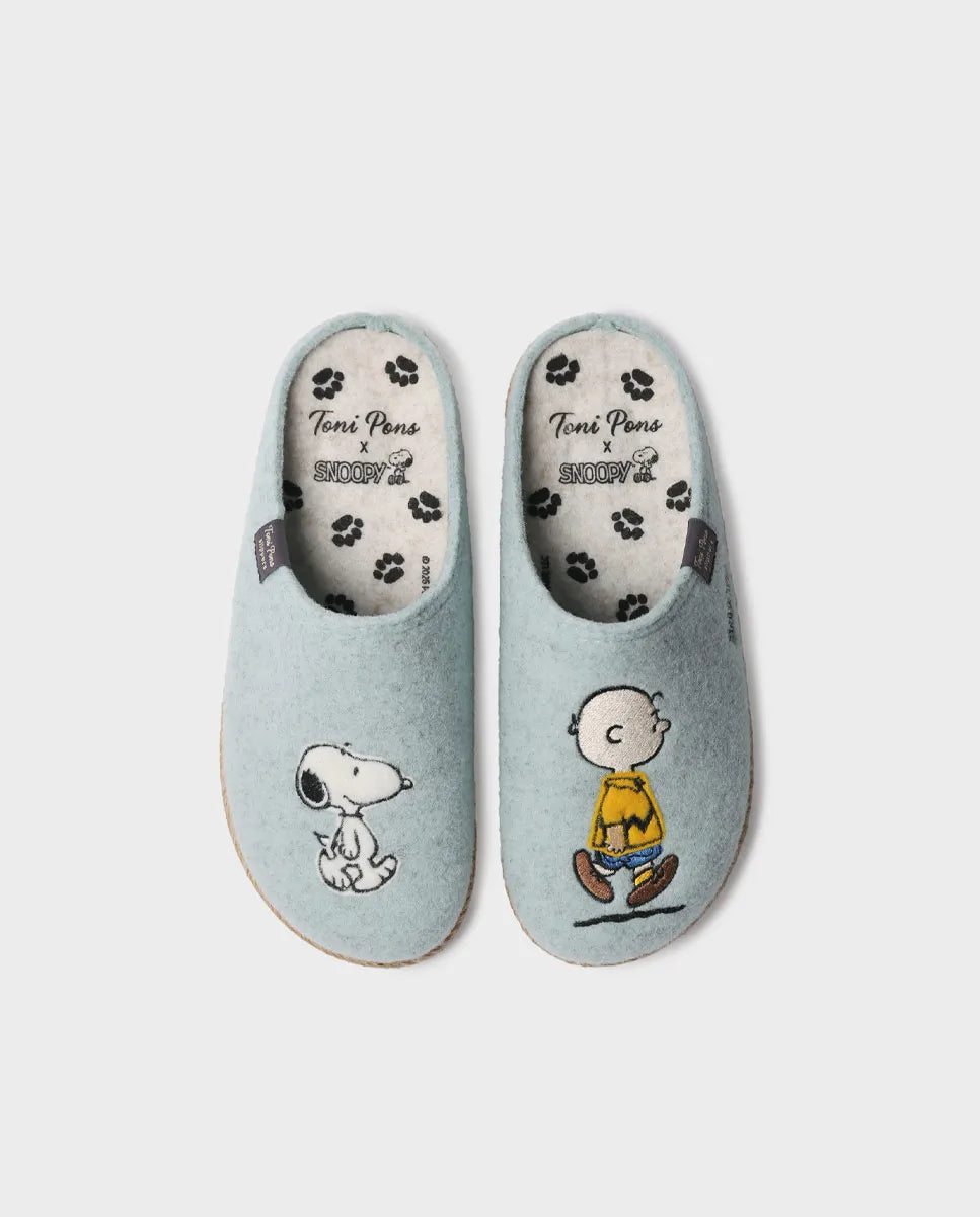 Toni Pons Snoopy chaussons sabots feutrine motif