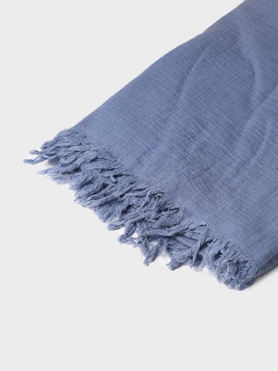 Toni Pons Fatima foulard coton bleu 120 cm