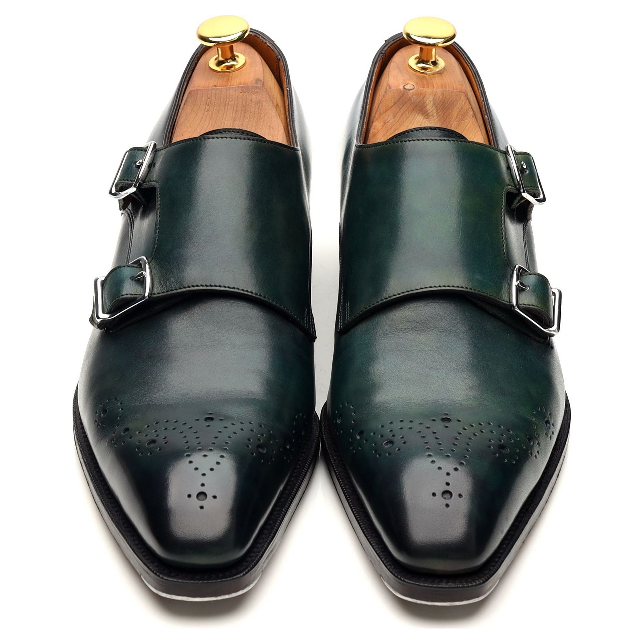 Gaziano & Girling Grosvenor monk cuir vert UK 6.5