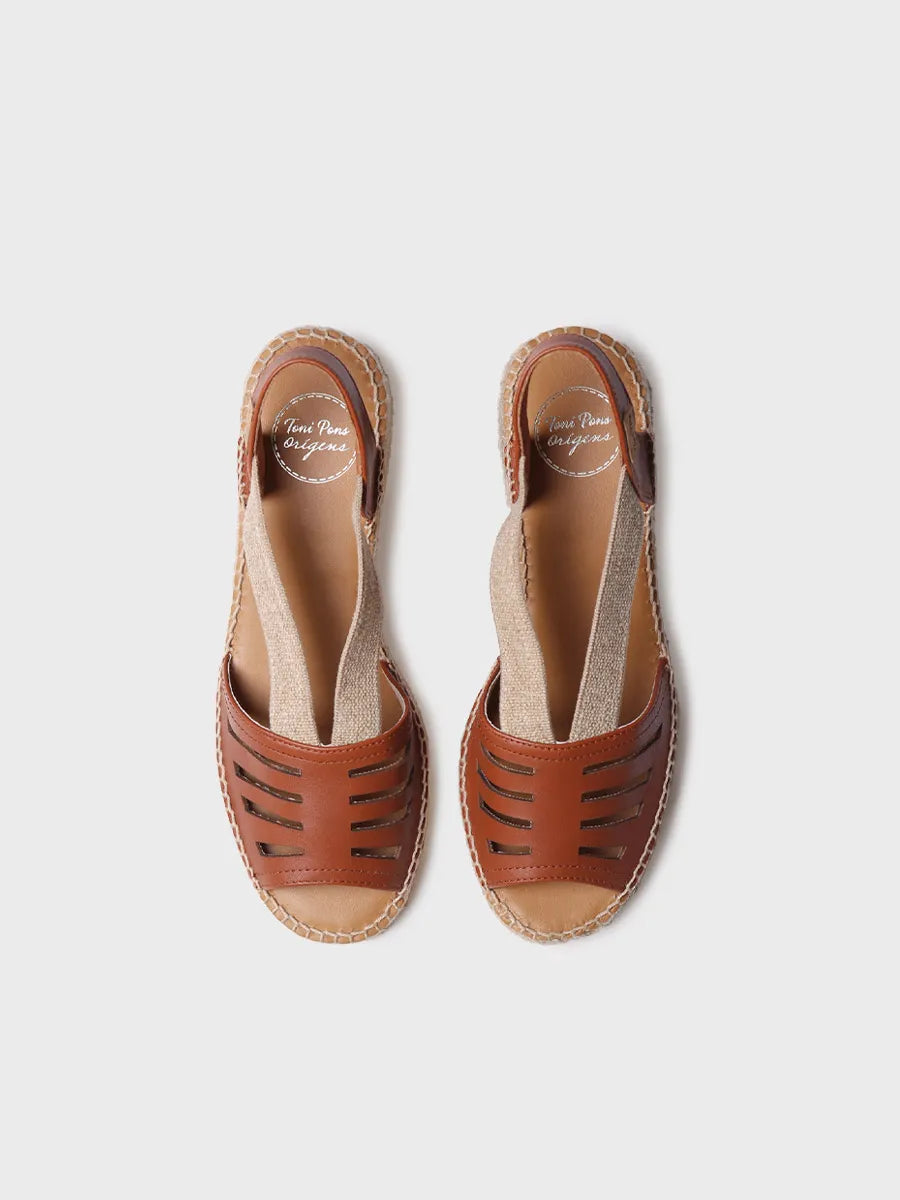 Toni Pons Dima espadrille cuir nougat 5,5 cm