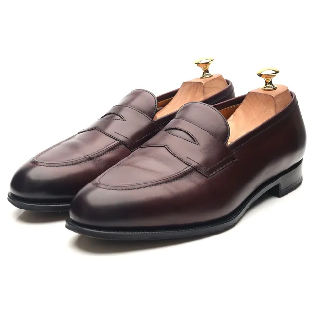 Edward Green Piccadilly mocassin cuir bordeaux UK 10